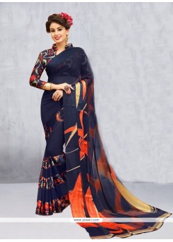 Faux Georgette Print Work Printed Saree