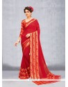 Print Work Red Printed Saree