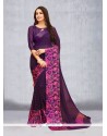 Purple Print Work Faux Georgette Printed Saree