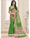 Print Cotton Casual Saree In Green