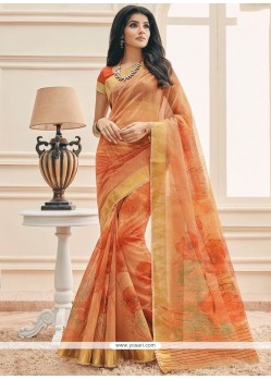 Cotton Print Work Casual Saree