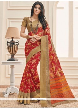 Cotton Red Casual Saree