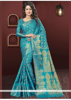 Art Silk Blue Designer Traditional Saree