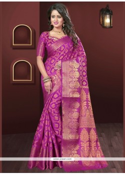 Purple Art Silk Traditional Designer Saree