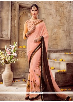 Faux Georgette Embroidered Work Classic Designer Saree