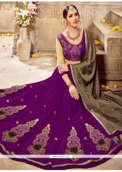 Purple Designer Half N Half Saree