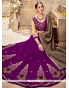 Purple Designer Half N Half Saree