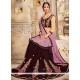 Faux Georgette Brown And Lavender Embroidered Work Designer Half N Half Saree