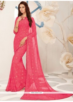 Print Work Pink Printed Saree