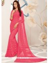 Print Work Pink Printed Saree