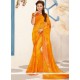 Print Work Orange And Yellow Printed Saree