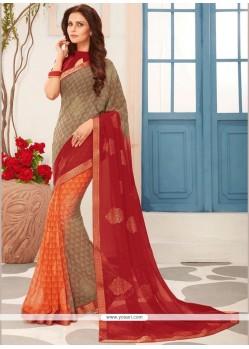 Faux Georgette Multi Colour Printed Saree