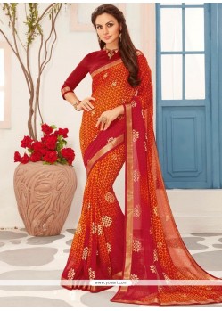 Print Work Faux Georgette Printed Saree