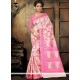 Hot Pink Thread Work Cotton Designer Saree