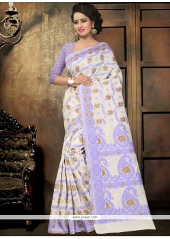 Blue Thread Work Cotton Classic Saree