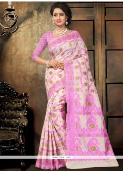 Pink Cotton Designer Saree