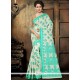 Sea Green Thread Work Cotton Saree