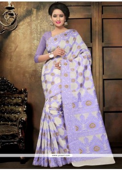 Lavender Thread Work Cotton Classic Saree