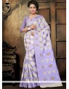 Lavender Thread Work Cotton Classic Saree