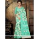 Cotton Sea Green Designer Saree