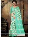 Cotton Sea Green Designer Saree