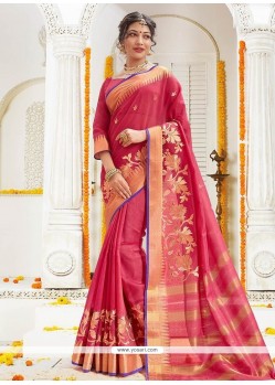 Cotton Hot Pink Traditional Designer Saree