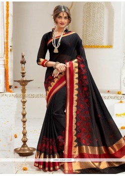 Embroidered Work Cotton Silk Designer Traditional Saree