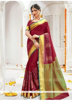Embroidered Work Cotton Silk Traditional Saree