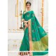 Cotton Silk Sea Green Embroidered Work Traditional Designer Saree