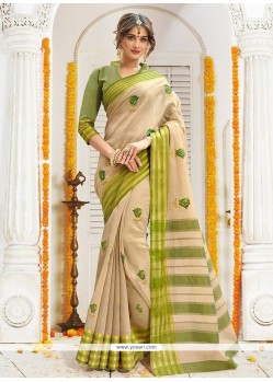 Embroidered Work Beige Designer Traditional Saree