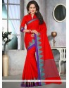 Thread Cotton Designer Saree In Red