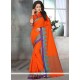 Thread Work Orange Cotton Classic Designer Saree