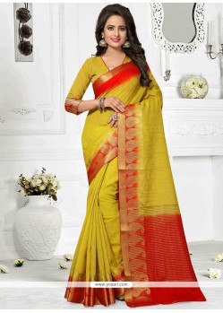 Mustard Thread Work Saree