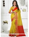 Mustard Thread Work Saree