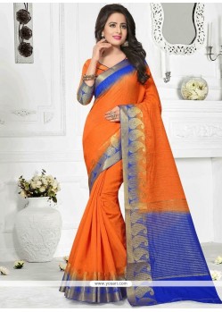 Cotton Orange Classic Designer Saree