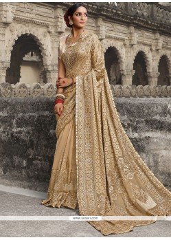 Beige Georgette Designer Saree