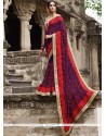 Embroidered Work Red And Violet Designer Saree