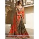 Georgette Orange Designer Saree