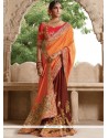 Georgette Brown And Orange Designer Saree