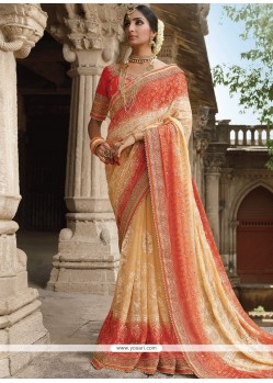 Orange And Yellow Designer Saree