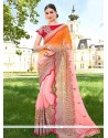 Faux Georgette Orange And Pink Shaded Saree