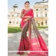 Patch Border Work Grey And Pink Shaded Saree