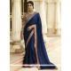 Jacquard Navy Blue Embroidered Work Classic Designer Saree