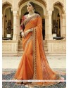 Art Silk Orange Designer Saree