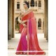 Faux Georgette Hot Pink And Peach Shaded Saree