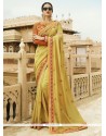 Mustard Embroidered Work Art Silk Classic Saree