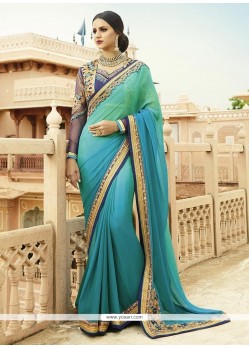 Fancy Fabric Blue Shaded Saree