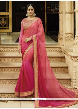 Fancy Fabric Pink Shaded Saree