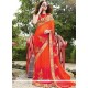 Embroidered Work Orange Designer Saree