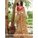 Georgette Beige Embroidered Work Designer Saree